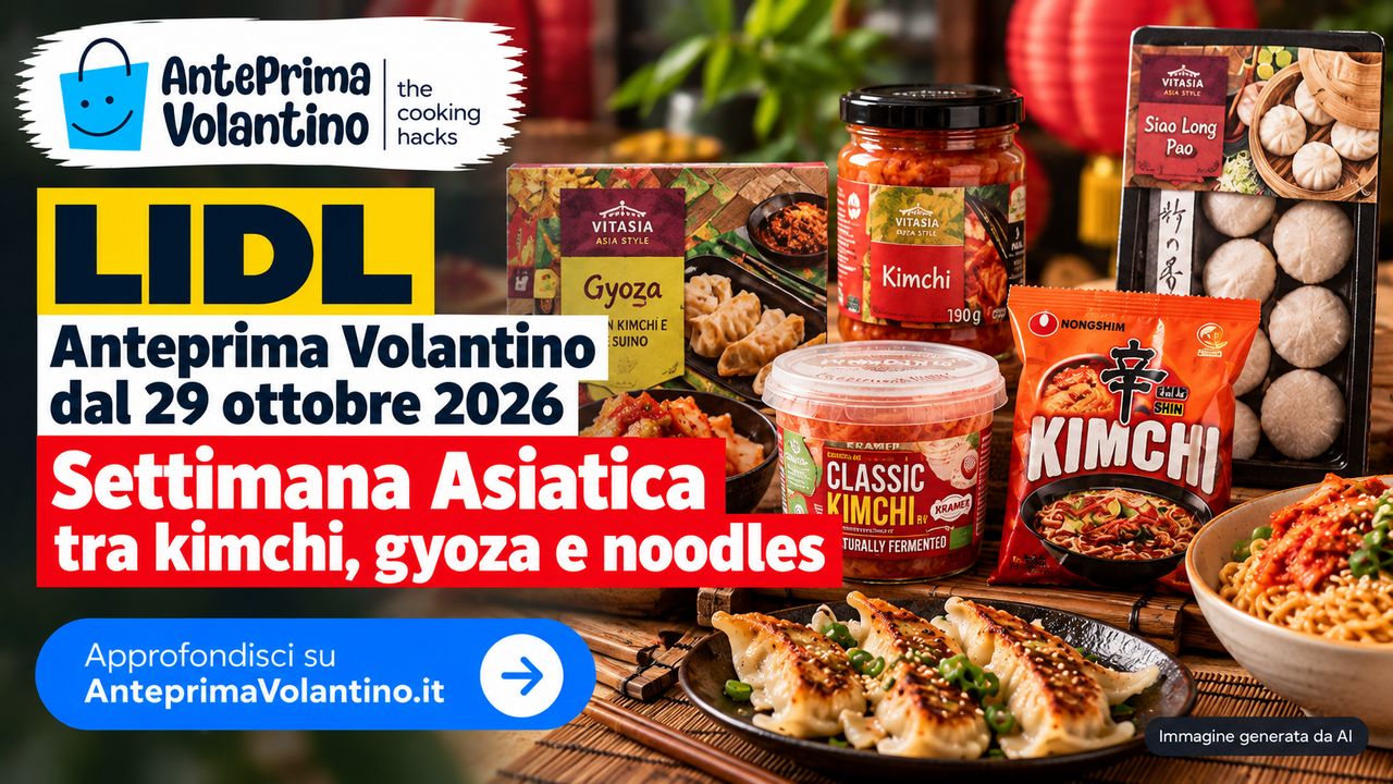 Anteprima Volantino Lidl dal 29 ottobre 2026, Settimana Asiatica tra kimchi, gyoza e noodles