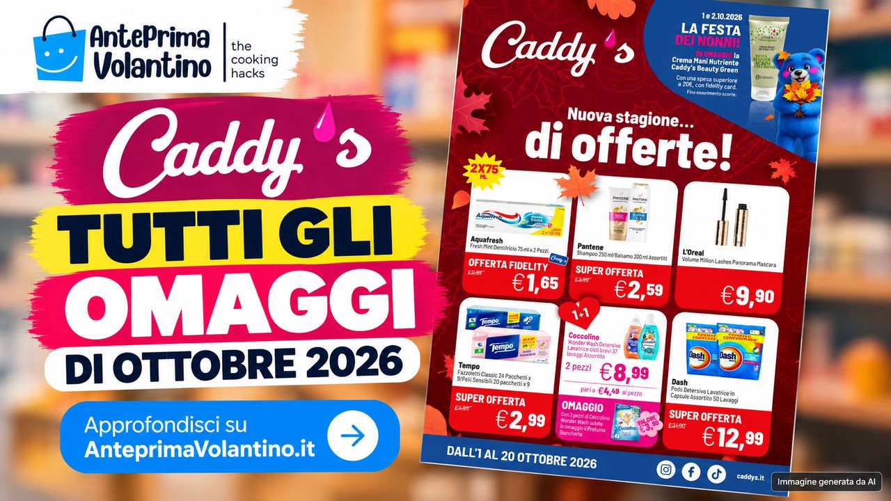 Caddy’s omaggi ottobre 2026, cosa comprare per ricevere i regali