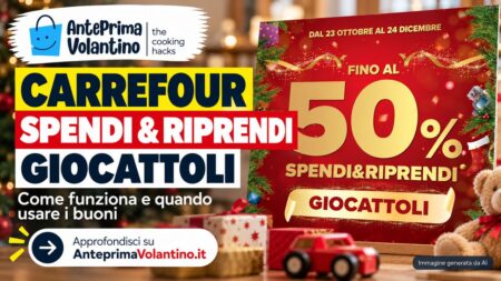 Carrefour Spendi e Riprendi Giocattoli Natale 2026, come ottenere e usare i buoni da 20 euro