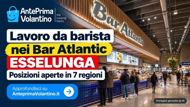 Esselunga assume nei Bar Atlantic, lavoro per baristi e allievi responsabili in 7 regioni