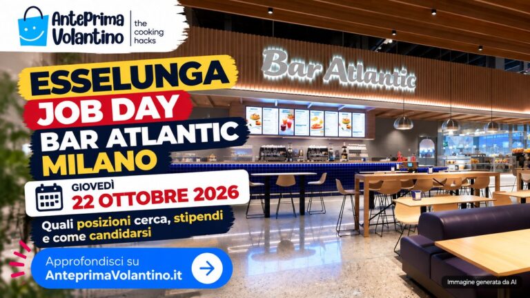 Esselunga Job Day Bar Atlantic Milano, selezioni il 22 ottobre 2026, stipendi e candidature