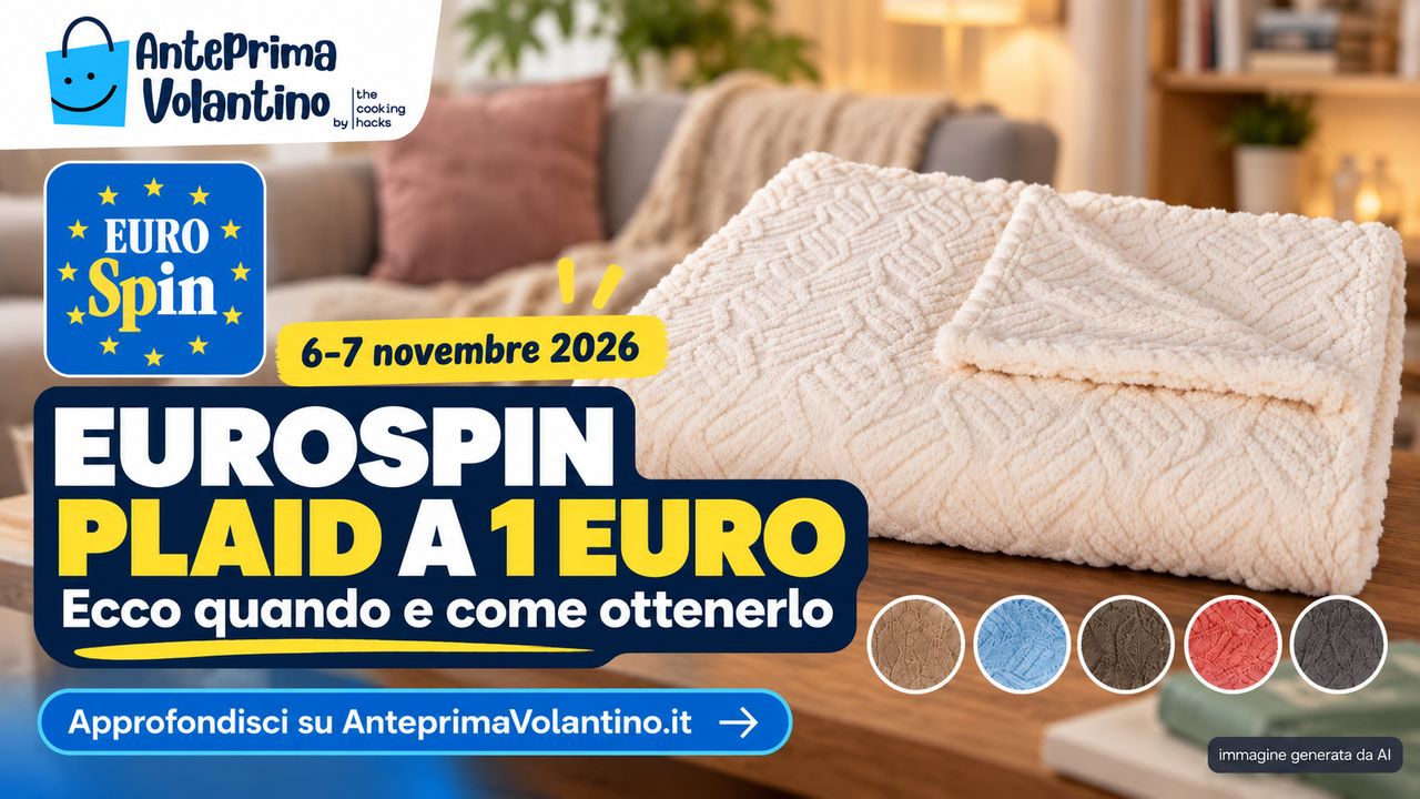 Eurospin, plaid a 1 euro il 6 e 7 novembre 2026 con 35 euro di spesa
