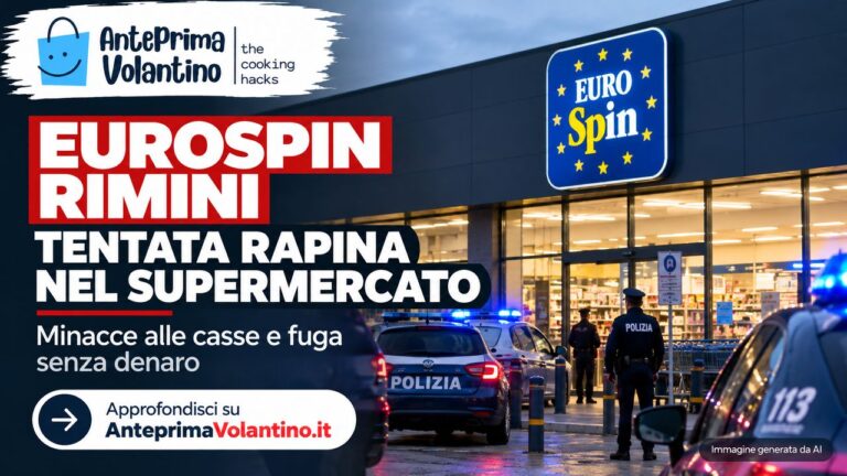 Eurospin Rimini, tenta una rapina con coltello e minaccia di avere una bomba