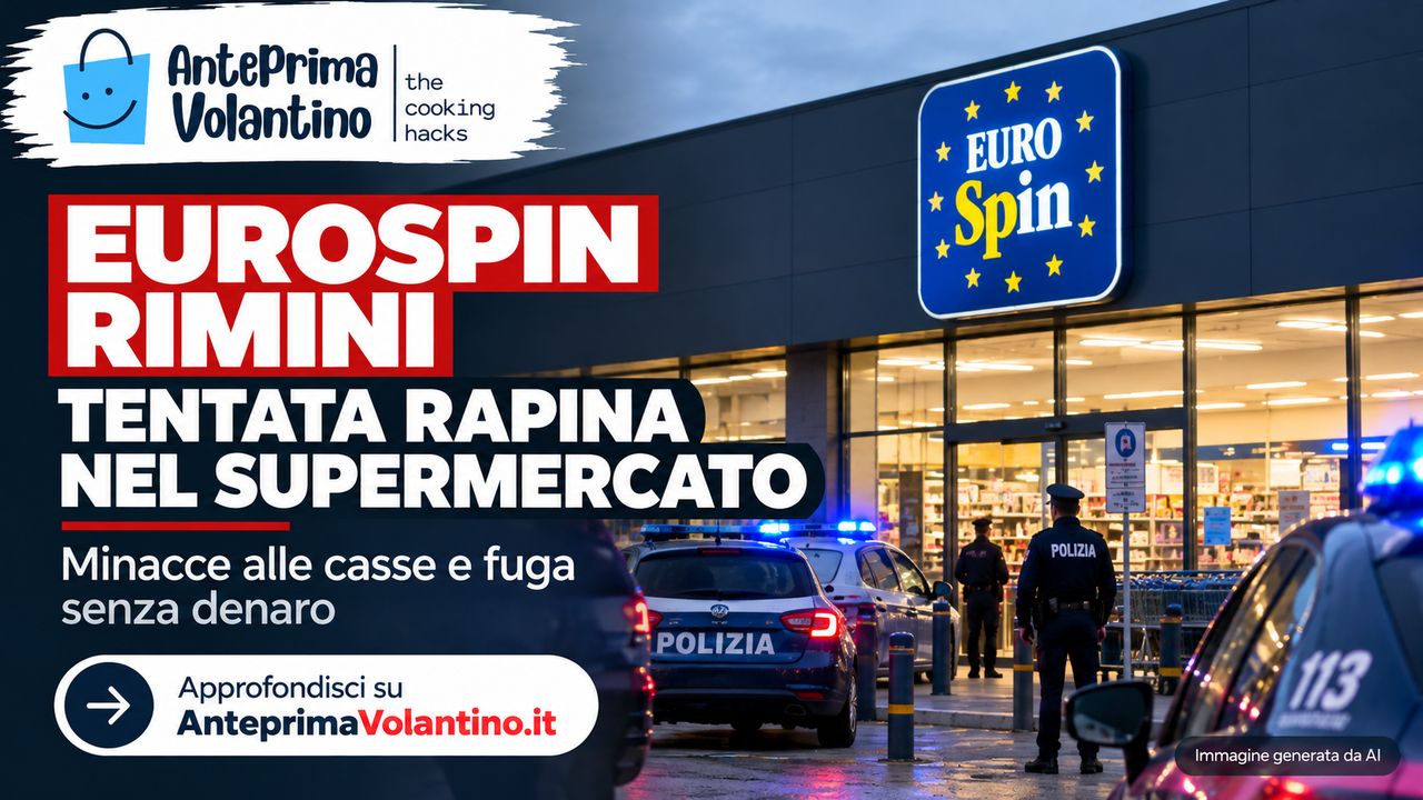 Eurospin Rimini, tenta una rapina con coltello e minaccia di avere una bomba