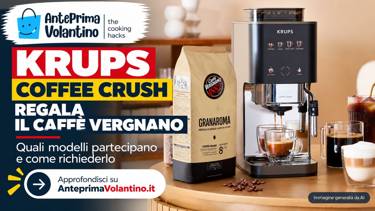 Krups Coffee Crush regala 1 kg di Caffè Vergnano, modelli ammessi e come richiederlo