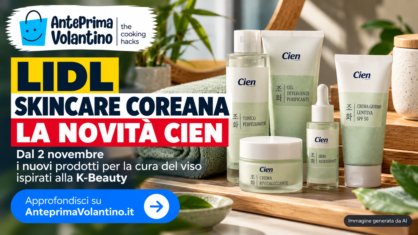 Anteprima Volantino Lidl dal 29 ottobre 2026, arriva la Skincare Coreana Cien