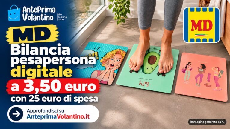 MD, bilancia pesapersona digitale a 3,50 euro con 25 euro di spesa