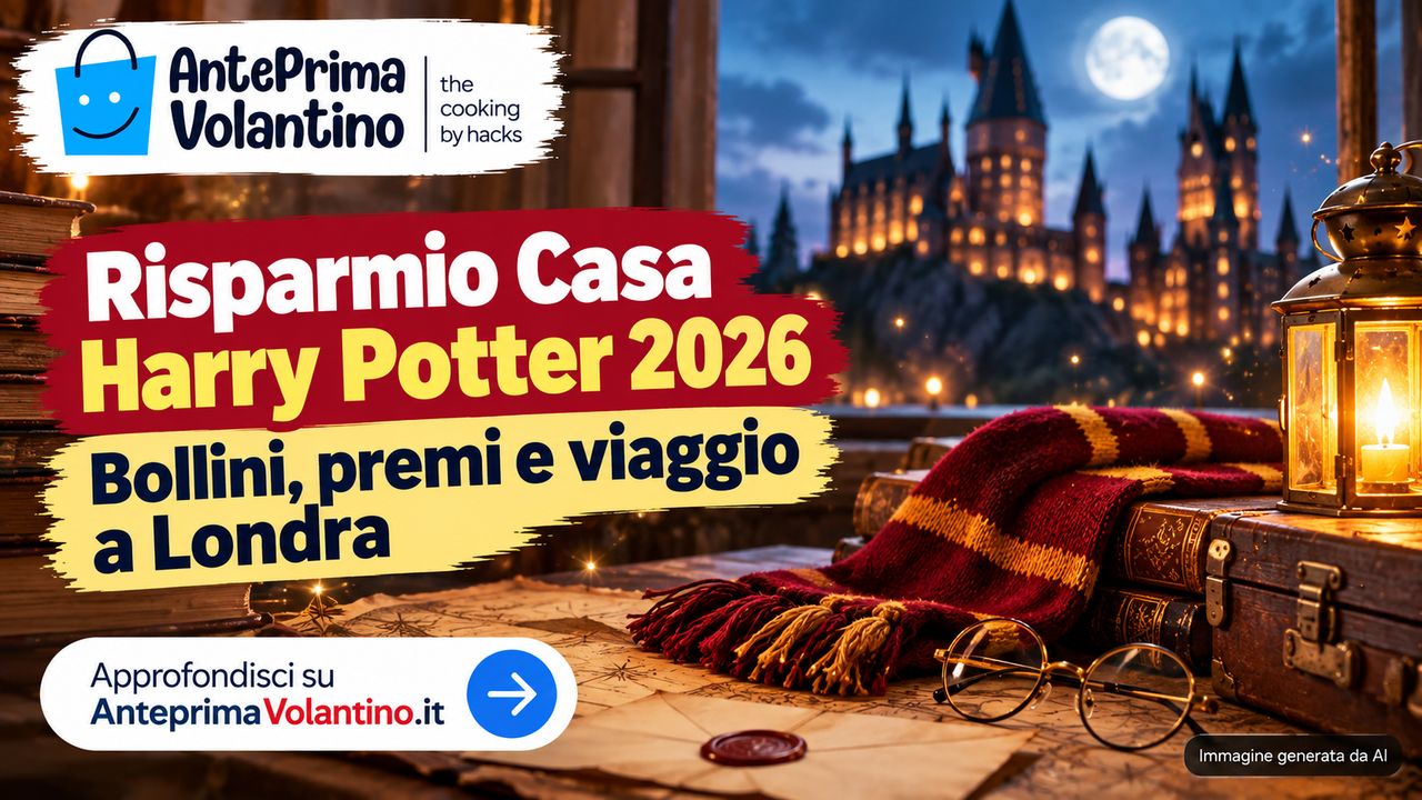 Raccolta Risparmio Casa Harry Potter 2026, bollini, premi e viaggio a Londra
