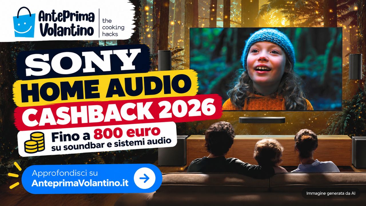 Sony Home Audio Cashback 2026, fino a 800 euro di rimborso su soundbar e sistemi audio
