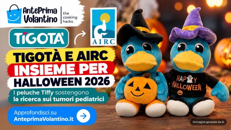 Tigotà AIRC Halloween 2026, i peluche Tiffy sostengono la ricerca sui tumori pediatrici