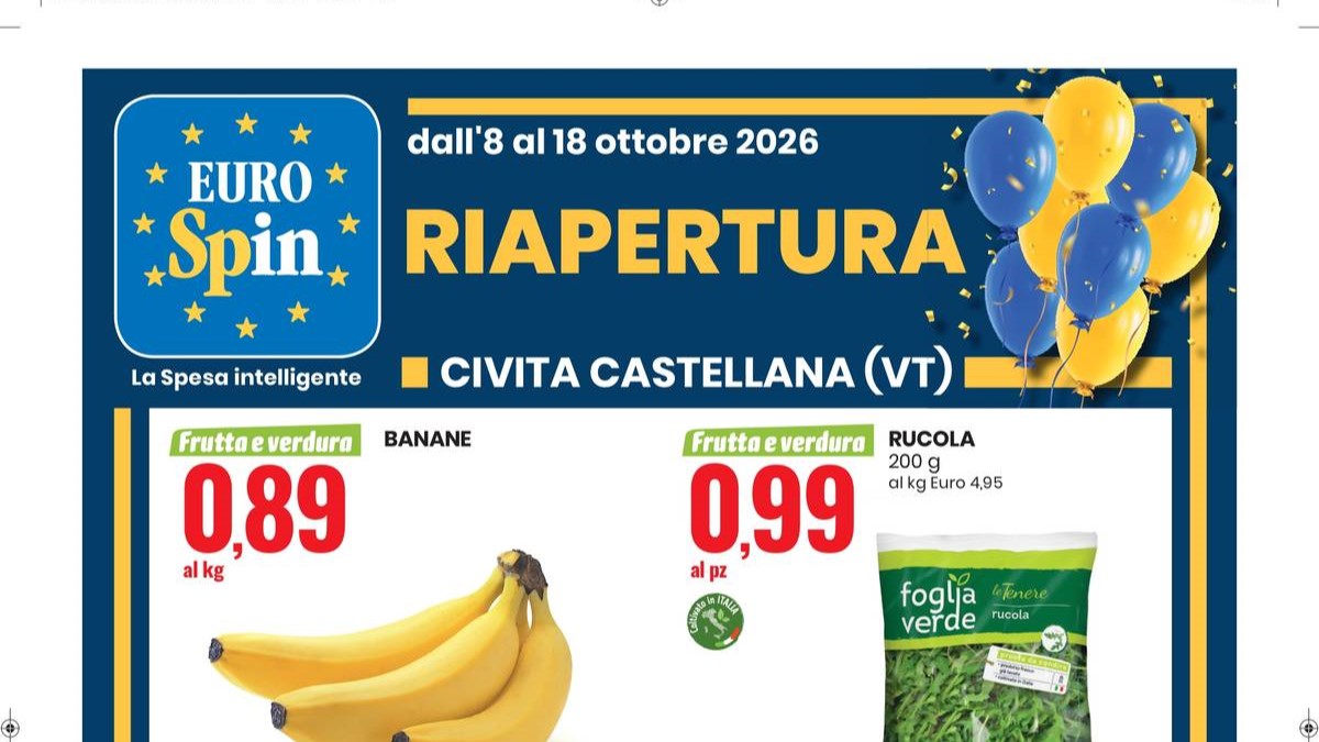 Volantino Eurospin Riapertura Civita Castellana dall’8 ottobre 2026