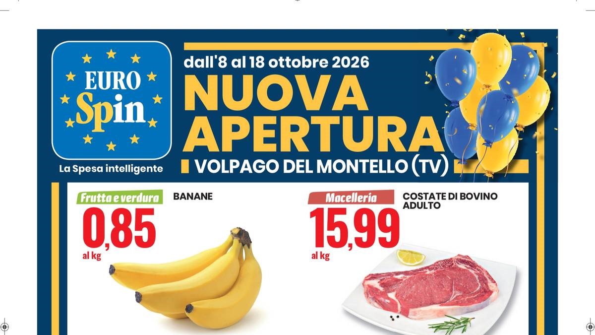 Volantino Eurospin nuova apertura a Volpago dal 8 ottobre 2026