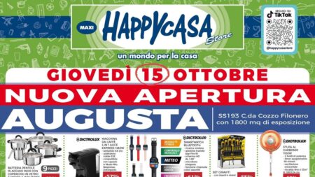Volantino Happy Casa dal 15 ottobre 2026 Nuova Apertura Augusta
