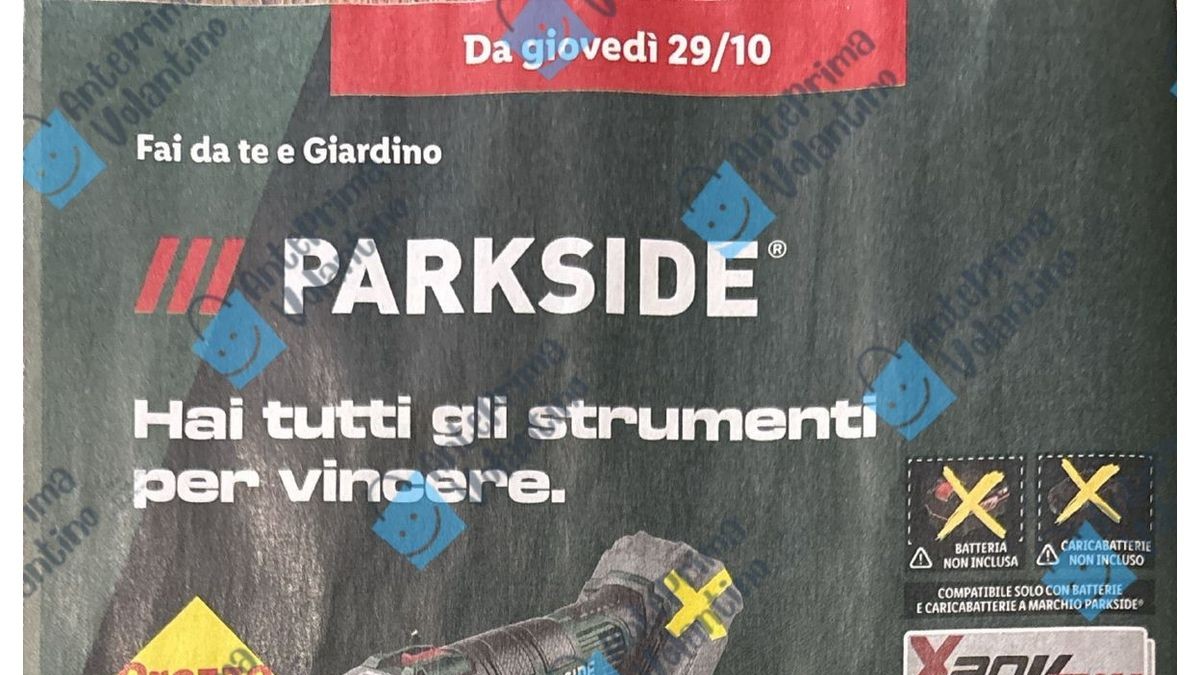 Volantino Lidl Parkside dal 29 ottobre 2026 in anteprima