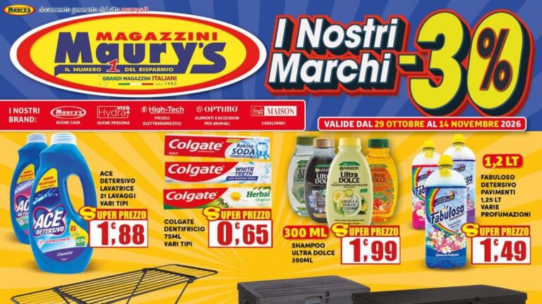 Volantino Maury's dal 29 ottobre 2026