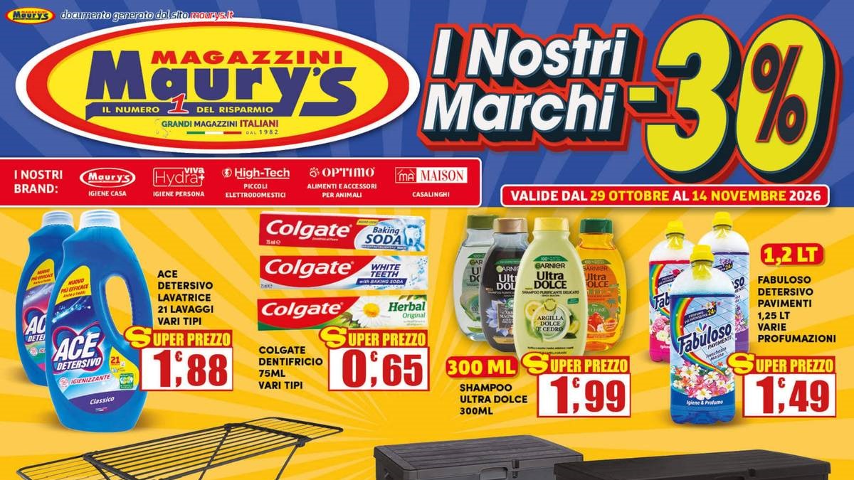 Volantino Maury's dal 29 ottobre 2026