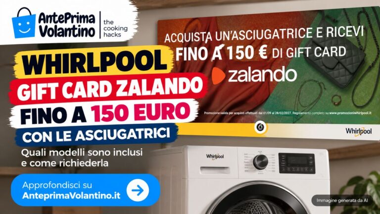 Whirlpool regala Gift Card Zalando fino a 150 euro con le asciugatrici: modelli e come richiederle